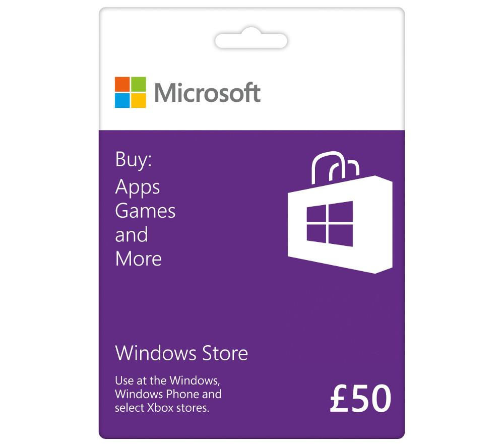 Buy MICROSOFT Windows Store Gift Card £50 Free Delivery Currys