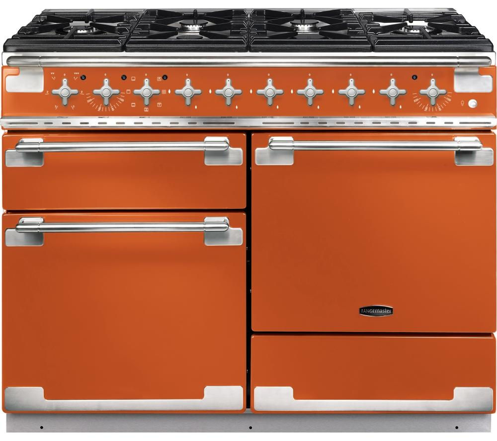Buy RANGEMASTER Elise 110 Dual Fuel Range Cooker Orange & Chrome