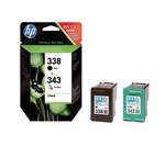 HP 338/343 Tri-colour & Black Ink Cartridges - Twin Pack