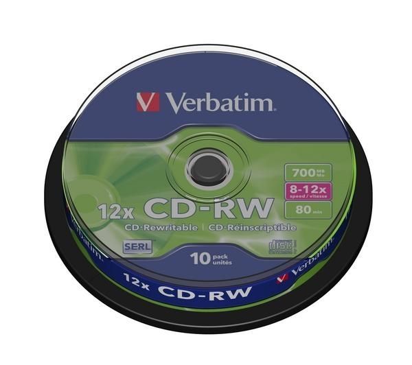 Buy Verbatim 12x Speed Cd Rw Blank Cds Pack Of 10 Free