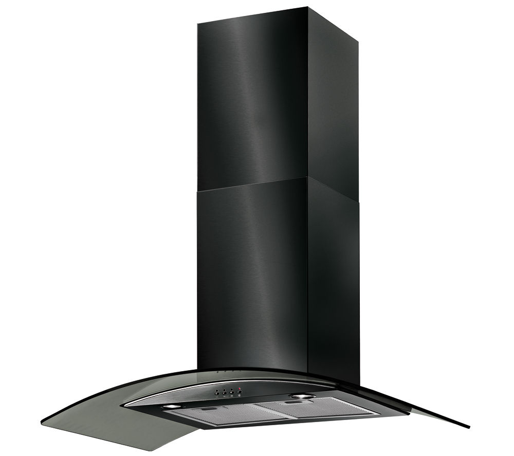 Baumatic BT9.3BGL Chimney Cooker Hood - Black Glass, Black