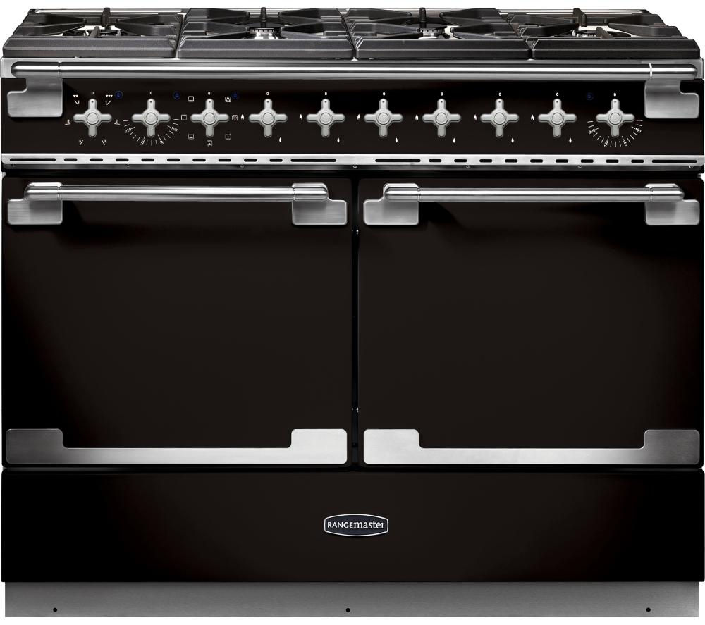 Rangemaster Elise SE 110 Dual Fuel Range Cooker - Black & Chrome, Black