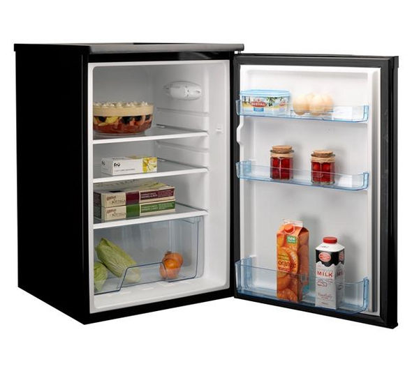 black stainless under counter beverage fridge