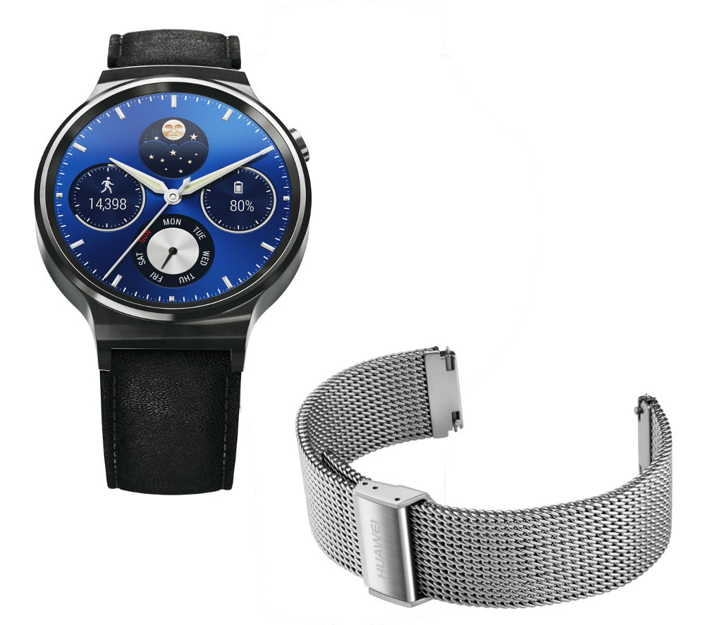 hybrid smartwatch with hammered leather strap