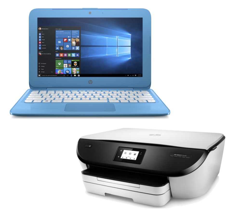 Laptop And Printer Combo Deals HP Stream 11-y050sa 11.6" Laptop & ENVY 5546 All-in-One Printer Bundle