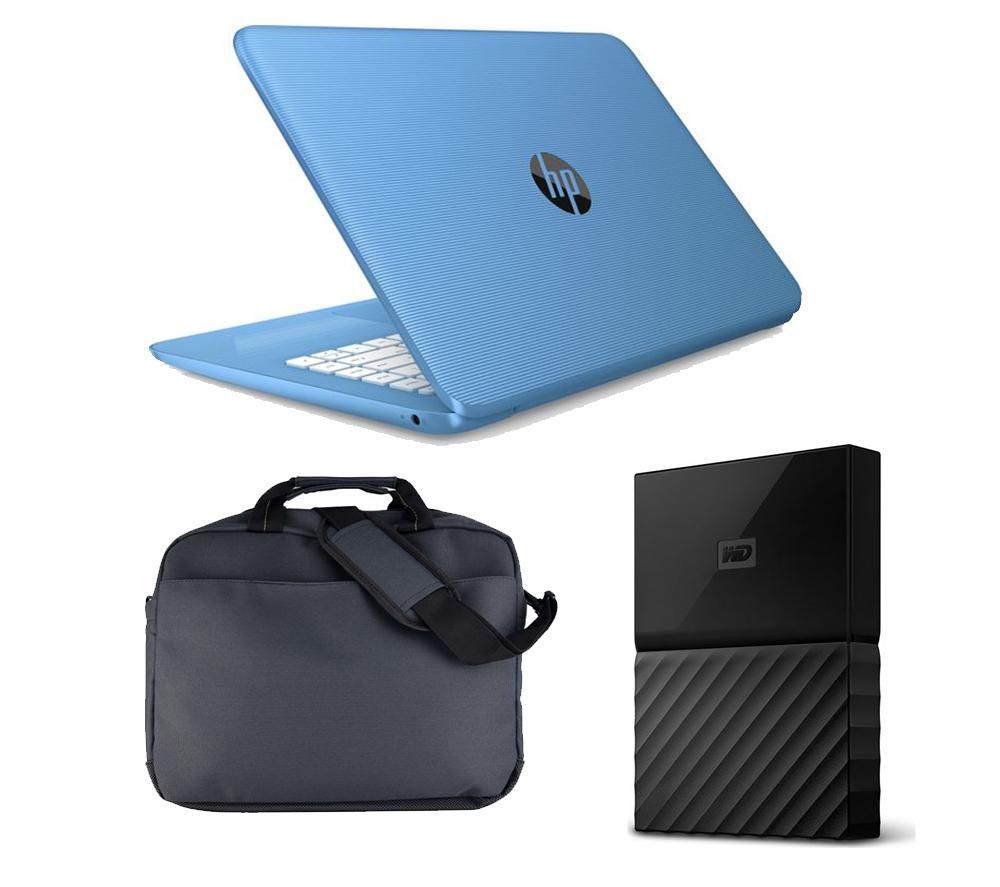 HP Stream 14ax050sa 14" Laptop, 1 TB Portable Hard Drive & Laptop Case