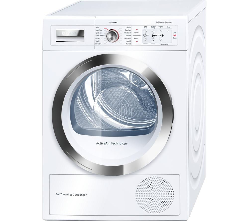 BOSCH WTY86790GB Heat Pump Condenser Tumble Dryer White & Chrome