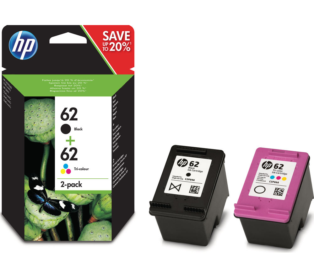 Hp 62 Black And Tri Colour Ink Cartridges Twin Pack Deals Pc World 8629