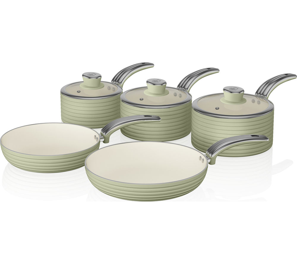 Buy SWAN Retro 5piece Nonstick Pan Set Green Free Delivery Currys