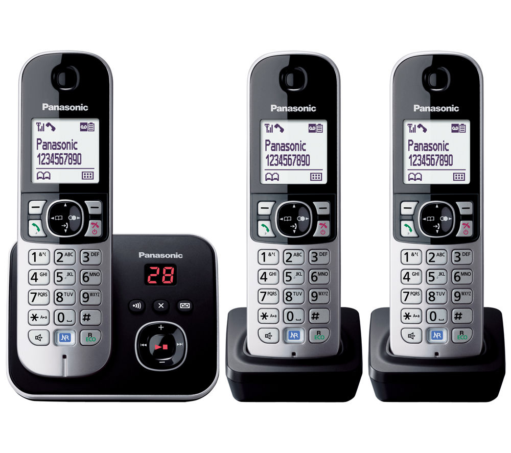 PANASONIC KXTG6823EB Digital Cordless Phone with Answering Machine Triple Handsets