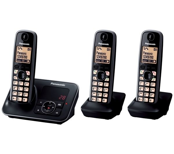 PANASONIC KX-TG6623EB Cordless Phone with Answering Machine - Triple