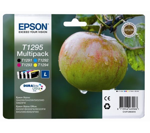 Image of EPSON Apple T1295 Cyan, Magenta, Yellow. & Black Ink Cartridges - Multipack