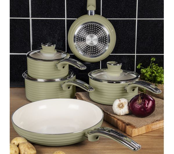 Buy SWAN Retro 5piece Nonstick Pan Set Green Free Delivery Currys