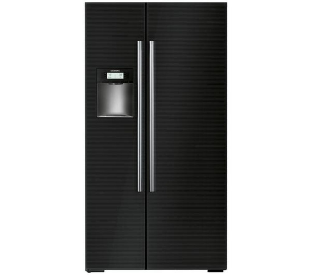 SIEMENS iQ700 KA62DS50GB AmericanStyle Fridge Freezer Black Glass