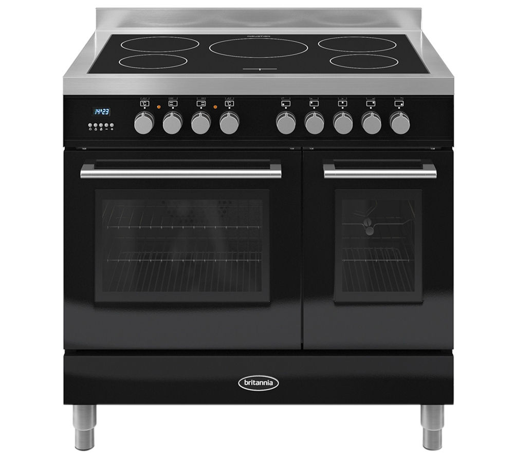 Buy BRITANNIA Q Line 90 Electric Induction Range Cooker - Gloss Black Black Stainless Steel Induction Range
