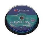 VERBATIM 4x Speed DVD-RW Blank DVDs - Pack of 10 VERBATIM 4x Speed DVD-RW Blank DVDs - Pack of 10