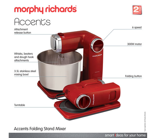 Buy MORPHY RICHARDS 400404 Folding Stand Mixer Red Free Delivery