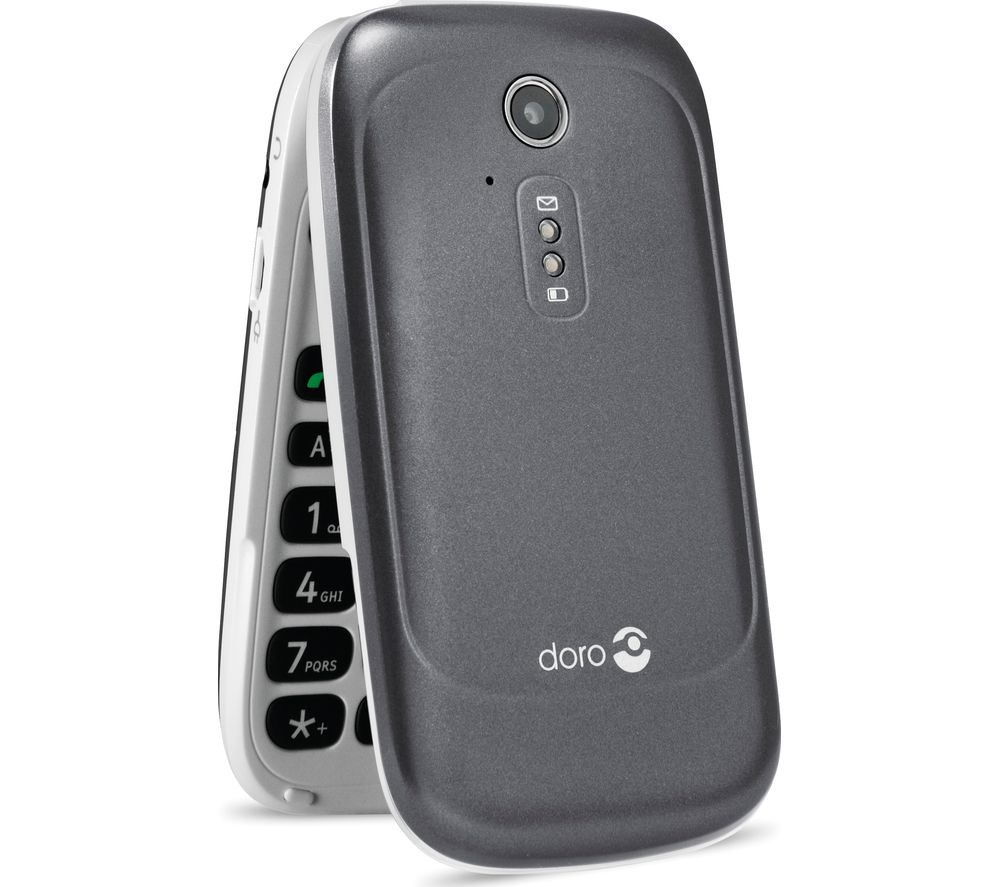 Doro 6520 TéléPhone Portable Graphite/Blanc Gros Boutons Rabattable